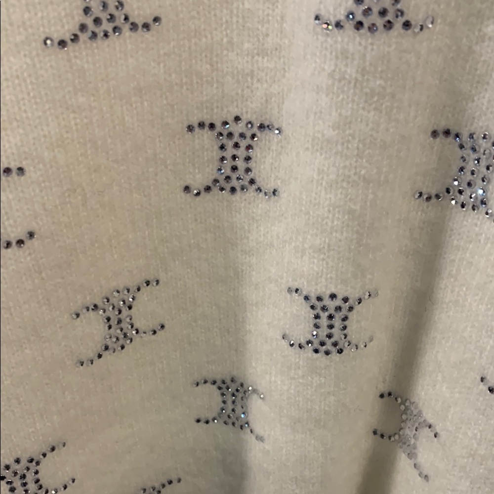 Designer Cream Sweater with Silver Accents - Picture 3 of 6
